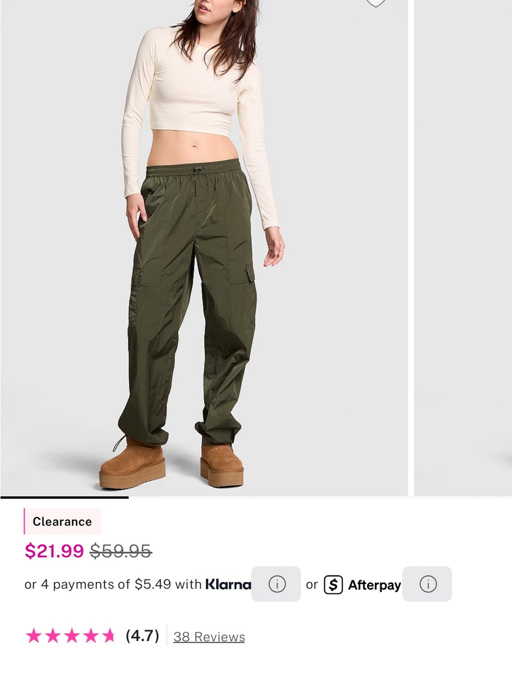 NWT’s VS Pink Cargo Parachute Pants Size Small